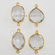 Vermeil Crystal Quartz Bezel Connector Gemstone pour Bezel Jewelry